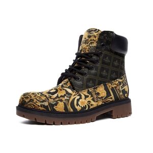 Black and Gold Baroque High-Top Boots